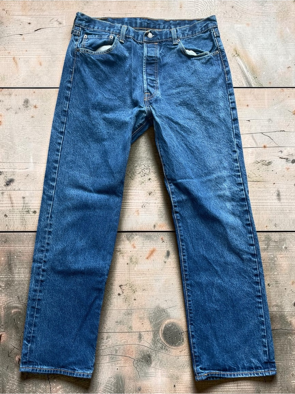 Levi's 501 Straight-Leg Men's Jeans in Classic Blue Denim 36x32